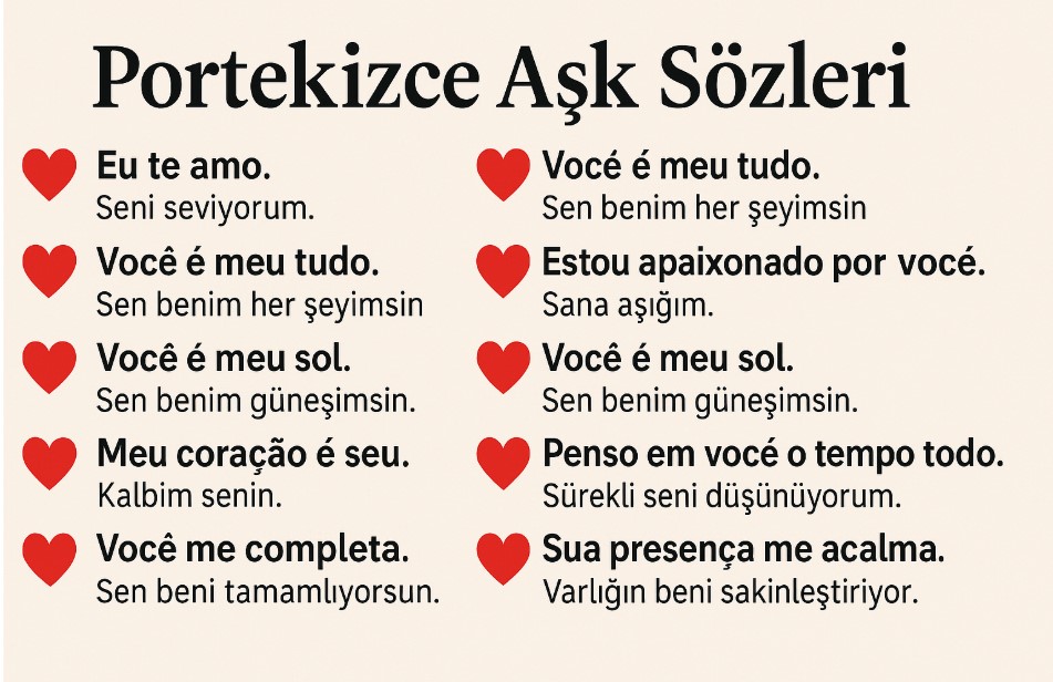 portekizce aşk sözleri